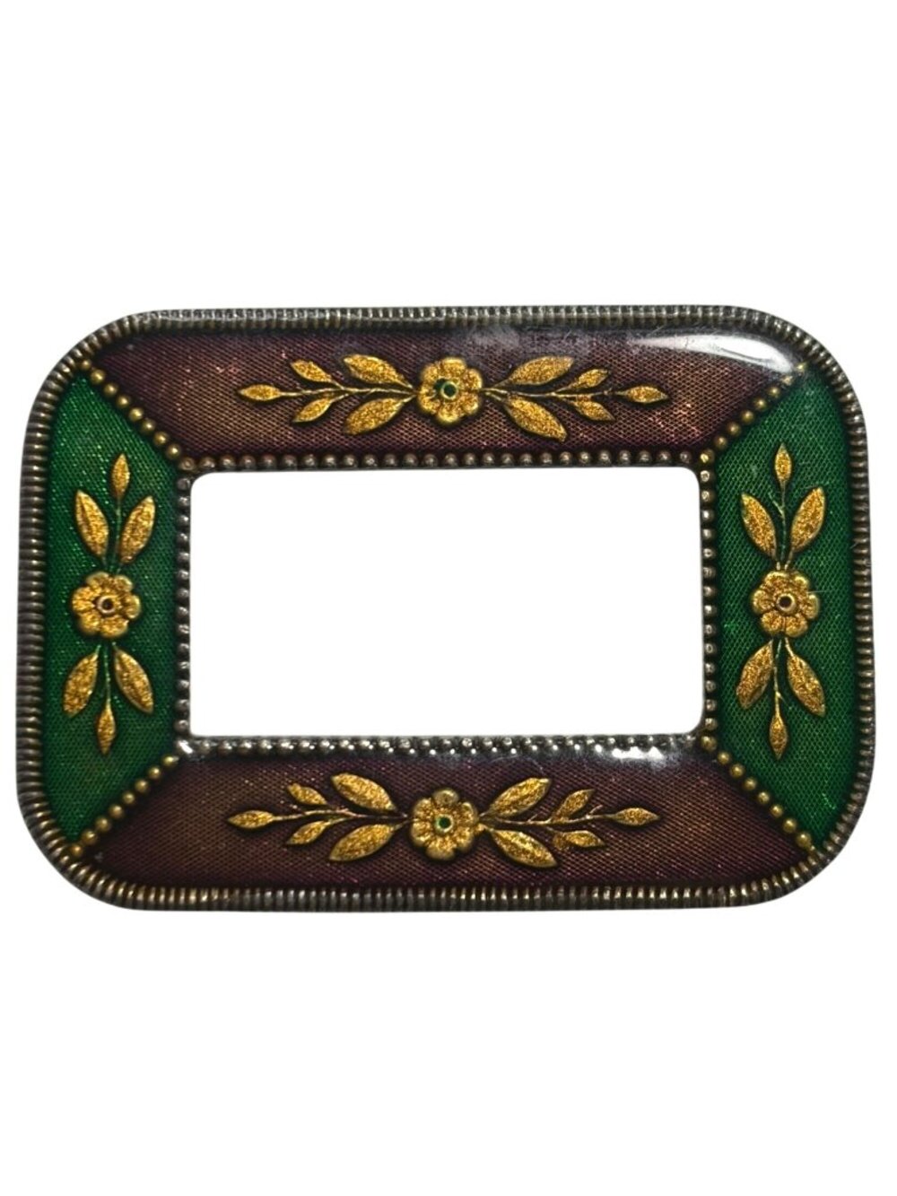 Vintage Catherine Popesco France Green Brown Floral Enamel Brooch Feminine